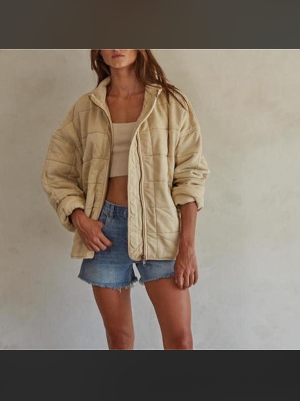 By Together Quilted Oversized Puffer Jacket in Cream